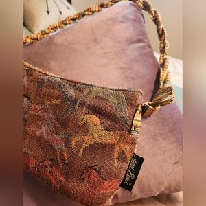 Vintage Inspired Laurel Burch Tapestry Horse Print Woven Purse